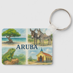 Porte-clés Aquarelle multi-vues d'Aruba