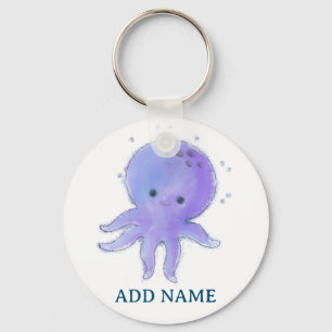 Porte-clés Aquarelle octopique mûre claire Nom personnalisé