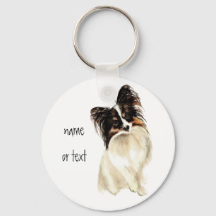 Porte-clés Aquarelle Papillon chien, animal de compagnie