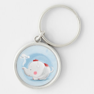 Porte-clés Aquarelle personnalisée Teacup Elephant
