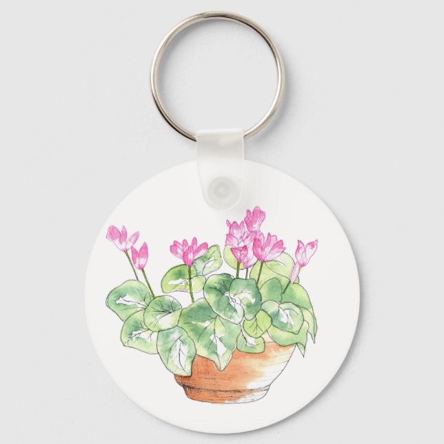 Porte-clés Aquarelle pointillée Cyclamen (Recto)