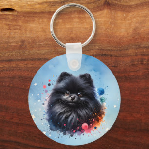 Porte-clés Aquarelle poméranienne noire