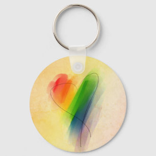 Porte-clés Aquarelle Rainbow Heart