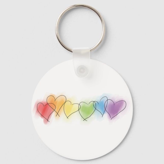 Porte-clés Aquarelle Rainbow Hearts (Recto)