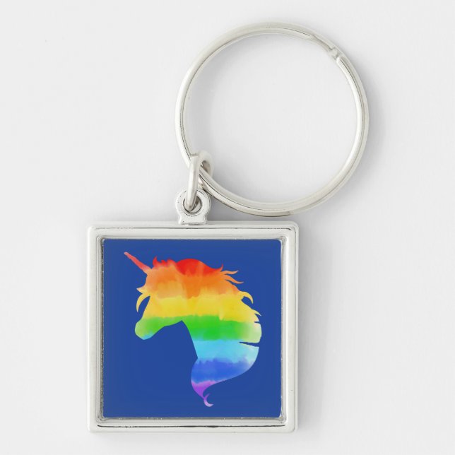 Porte-clés Aquarelle Rainbow Unicorn (Devant)