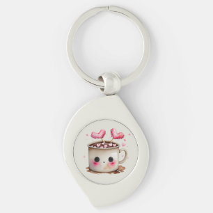 Porte-clés Aquarelle rose et crème mignonne Mug de cacao chau