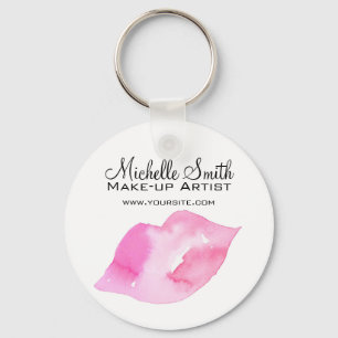 Porte-clés Aquarelle rose lèvres maquillage marque