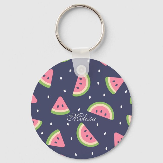 Porte-clés Aquarelle rose pastèque d'été mignonne (Recto)