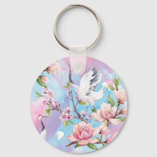 Porte-clés Aquarelle Rouge Motif japonais