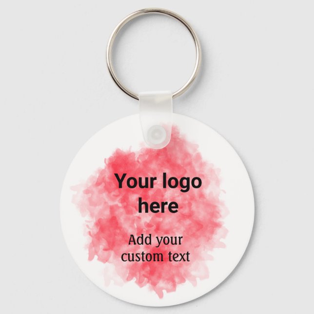 Porte-clés Aquarelle rouge simple ajouter votre logo texte pe (Recto)