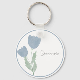 Porte-clés Aquarelle simple Floral Votre nom