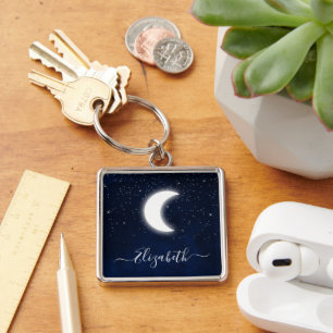 Porte-clés Aquarelle Sky Celestial Moon Stars