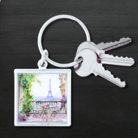 Aquarelle Tour Eiffel Paris Café français