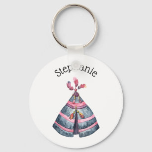 Porte-clés Aquarelle Tribale Rustique Wigwam Nom personnalisé