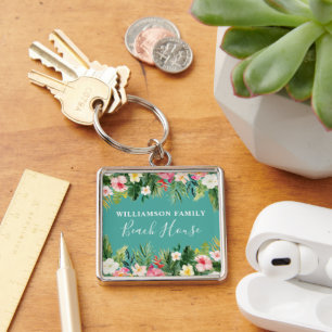 Porte-clés Aquarelle Tropical Floral Beach House
