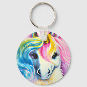 Porte-clés Aquarelle Unicorne arc-en-ciel