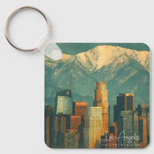 Porte-clés Aquarelle vintage de Los Angeles Californie rétr