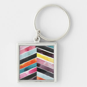 Porte-clés Aquarelle vive Chevron I