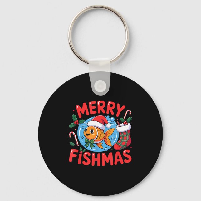 Porte-clés Aquarium Lover Trocal Fiank Christmas Merry Fishma (Recto)