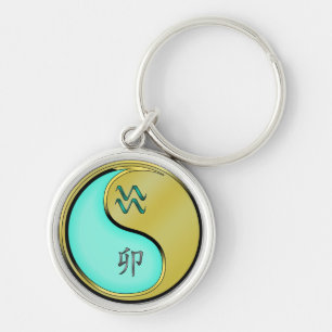 Porte-clés Aquarius et lapin métallique