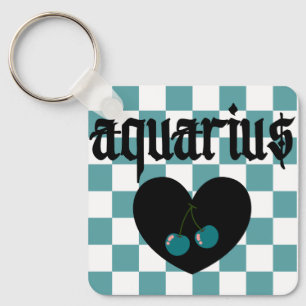 Porte-clés Aquarius Gothique Esthétique À damiers Cerise Desi