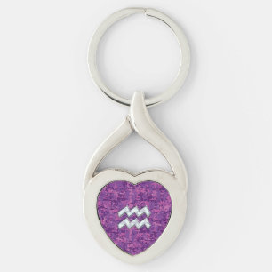 Porte-clés Aquarius Zodiac Sign on fuchsia digital camouflage
