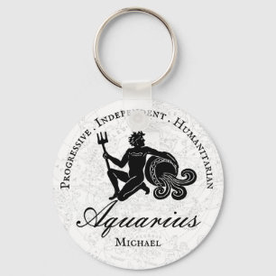 Porte-clés Aquarius Zodiac Traits Personnalisés Astrologie Bl