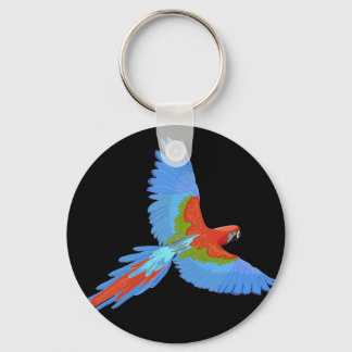 Porte-clés Ara volant bleu et rouge