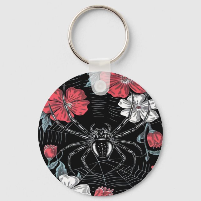 Porte-clés Araignée romantique foncée Floral (Recto)
