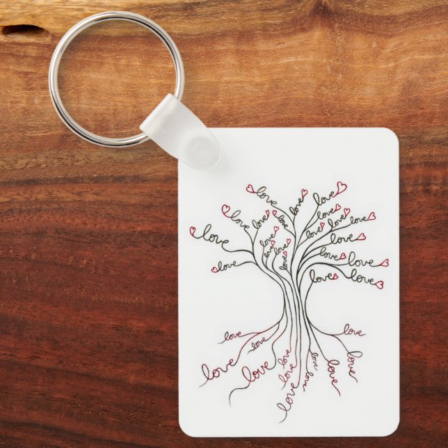 Porte-clés Arbre d'amour mignon Sens Photo personnalisée (Recto)