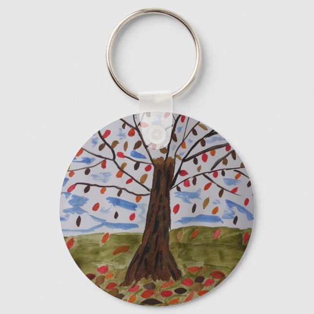 Porte-clés Arbre d'automne Bouton de touche (Recto)