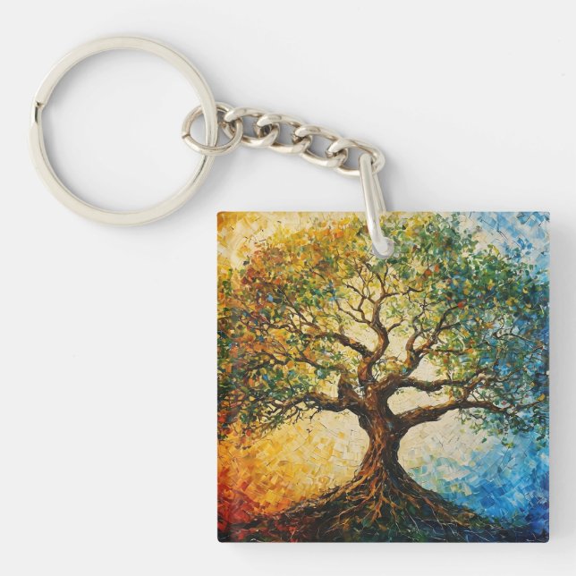 Porte-clés Arbre de connaissances - Peinture à l'huile (Devant)
