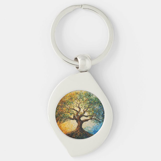 Porte-clés Arbre de connaissances - Peinture à l'huile (Devant)