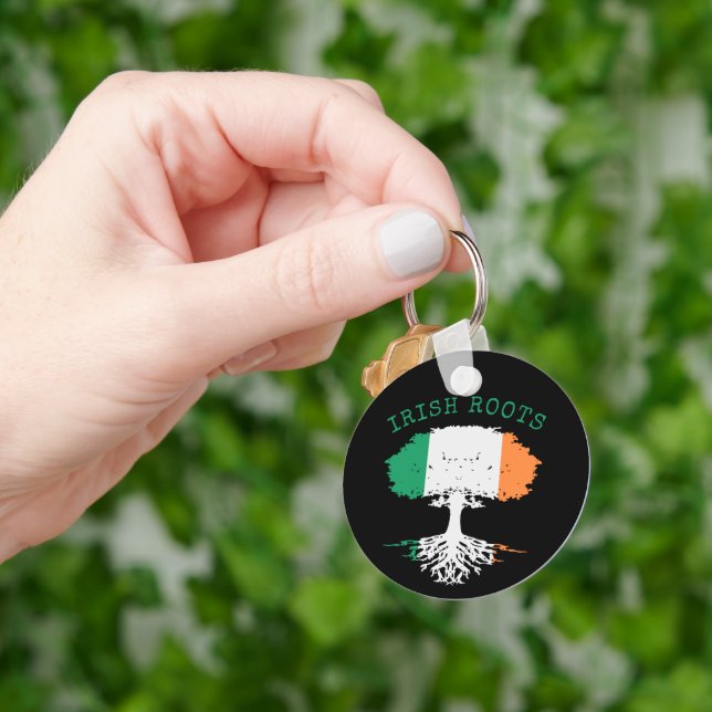 Porte-clés Arbre de la famille des racines irlandaises (main)