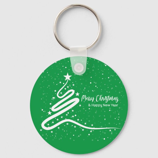 Porte-clés Arbre de Noël et neige (Recto)
