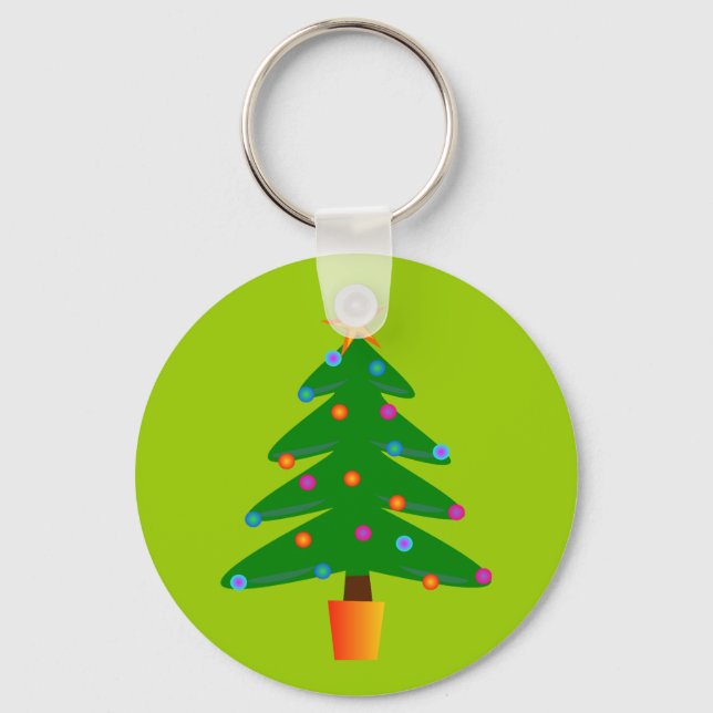 Porte-clés Arbre de Noël Festif Vert (Recto)