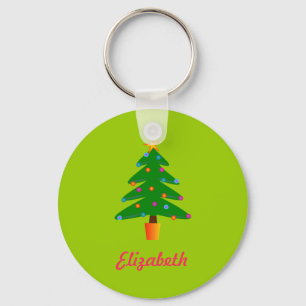 Porte-clés Arbre de Noël Festif Vert Personnalisé