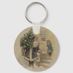 Porte-clés Arbre de Noël vintage Père Noël