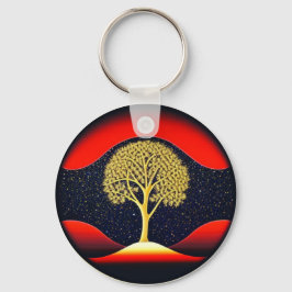 Porte-clés Arbre de vie or avec Porte - clé Arrière - plan ét