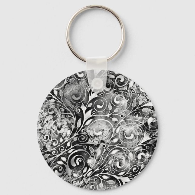 Porte-clés Arbre De Vie - Spirales Feuille Grunge Style 1 (Recto)