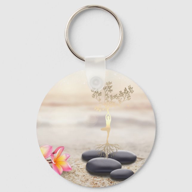 Porte-clés Arbre femmes Silhouette Zen Stones (Recto)