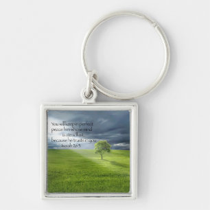 Porte-clés Arbre Lone Bible Verse Ésaïe 26:3