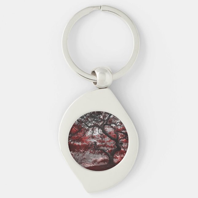 Porte-clés Arbre rouge en fleurs de cerisiers (Devant)