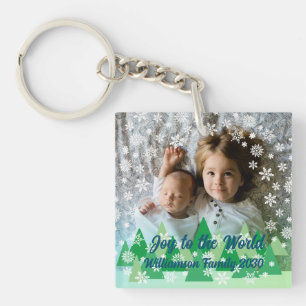 Porte-clés Arbres de Noël Snowflakes blanc Joie au monde