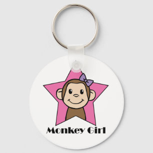 Porte-clés Arc d'étoile de rose de fille de singe de sourire