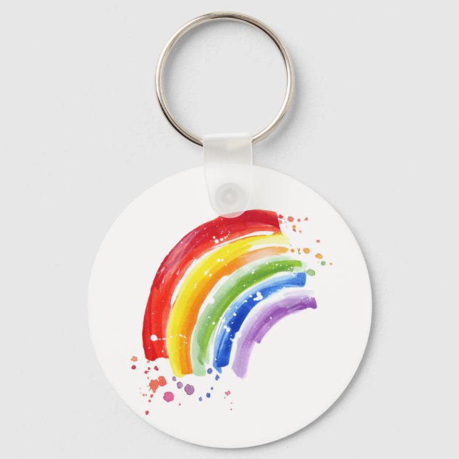 Porte-clés Arc-en-ciel à éclaboussure aquarelle (Recto)
