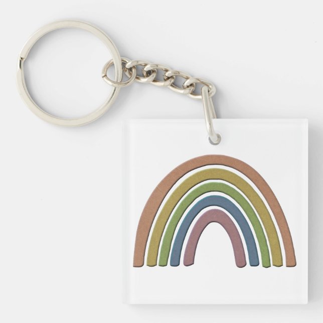 Porte-clés Arc-en-ciel avec Faux Rustic Paper Texture (Devant)
