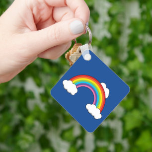 Porte-clés Arc en ciel avec nuages blancs