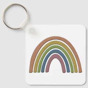 Porte-clés Arc-en-ciel avec texture de papier rustique faux