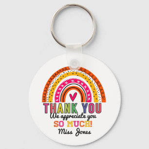 Porte-clés Arc en ciel merci enseignant clé cadeau anneau